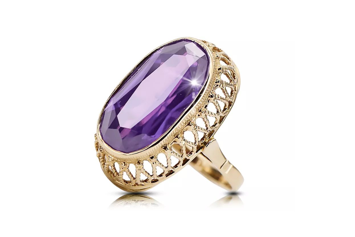 14k geltono aukso Alksandritas Žiedas Vintažiniai amatai vrc129y